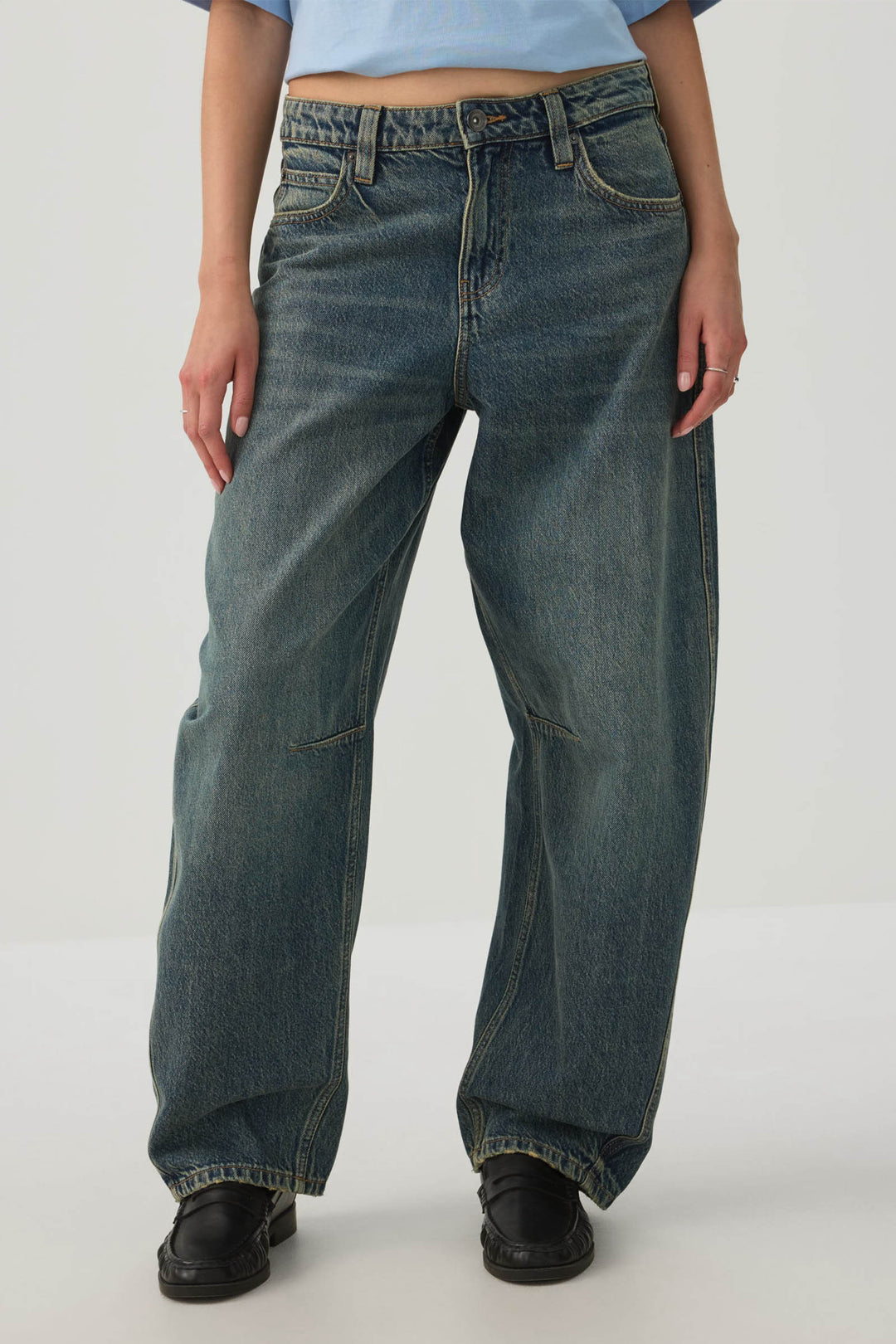The Indie Fit High Rise Barrel Jean