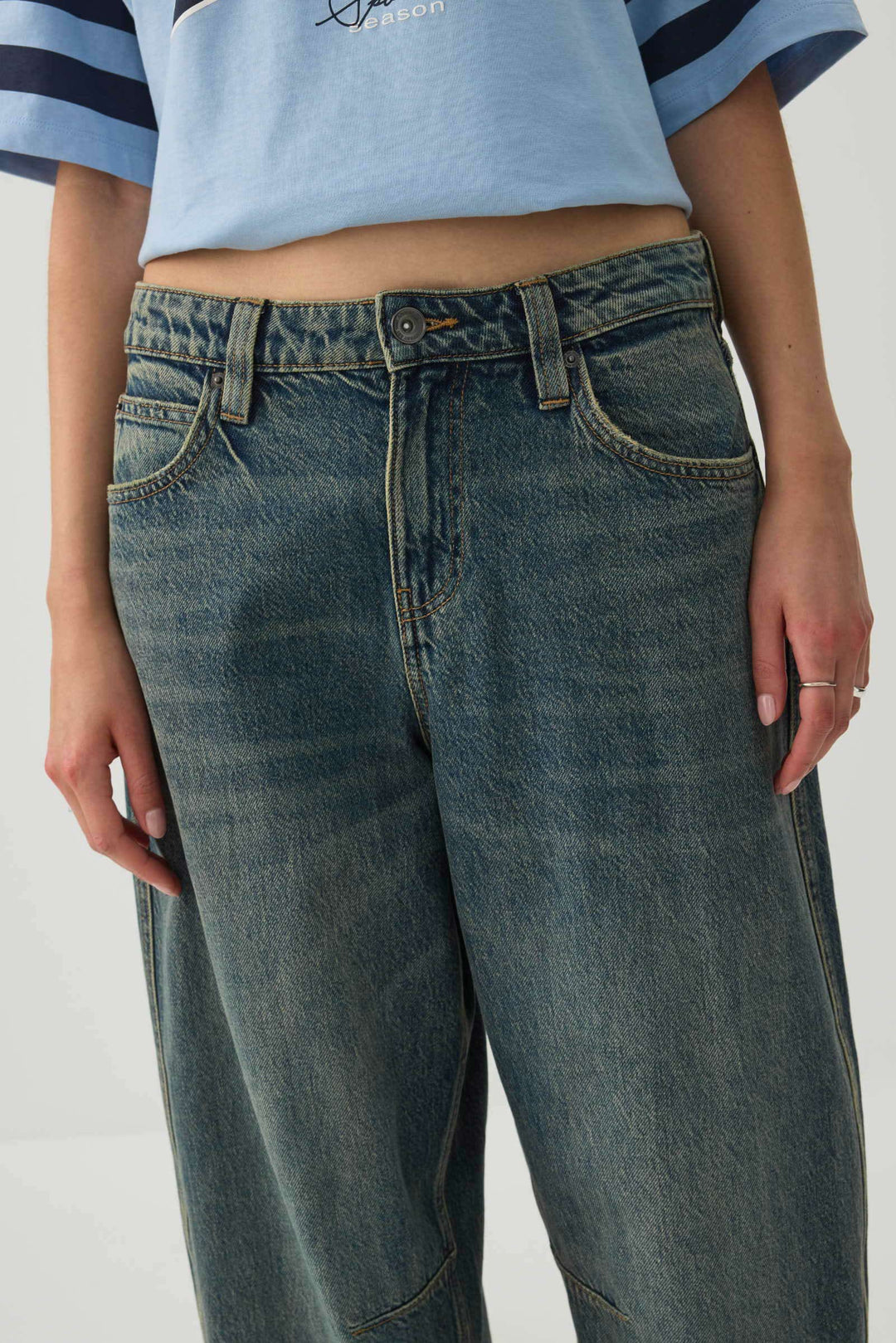 The Indie Fit High Rise Barrel Jean