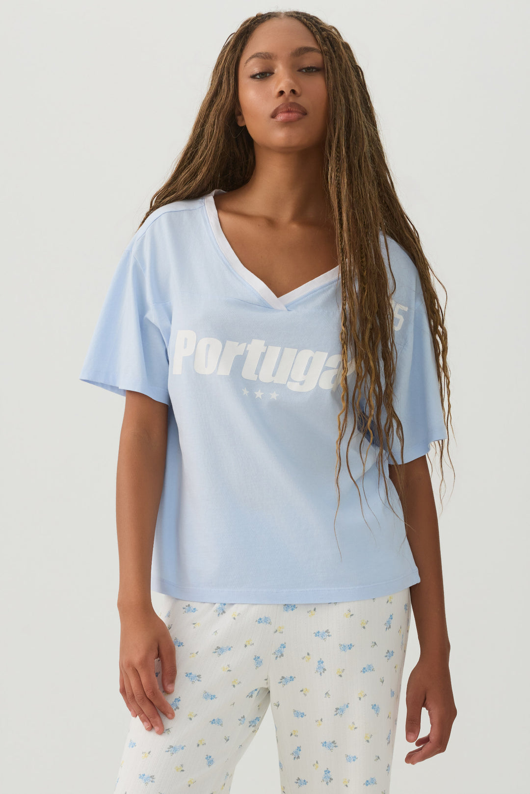 T-shirt pyjama col en V ample