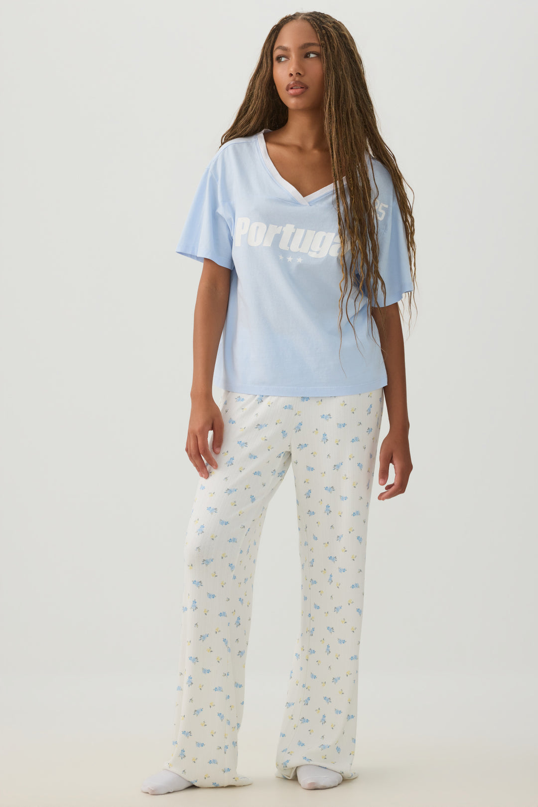 T-shirt pyjama col en V ample