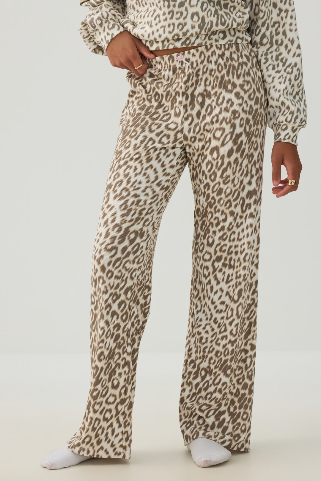 Leopard Super Soft Rib PJ Loose Pant