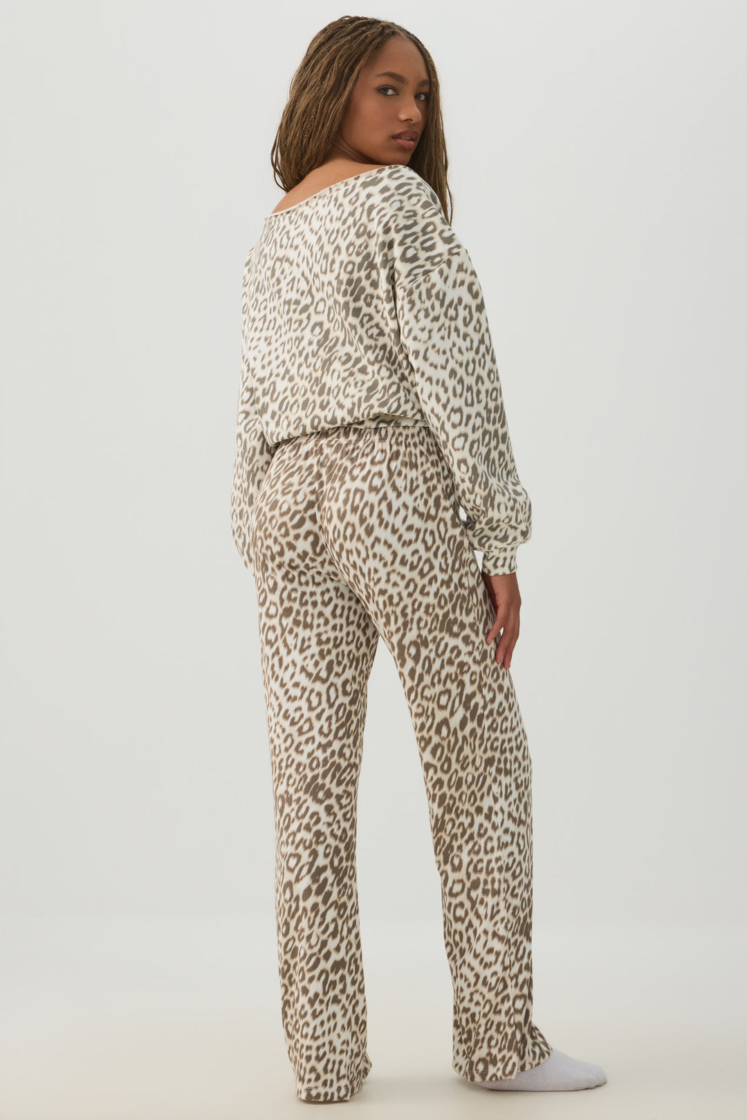 Leopard Super Soft Rib PJ Loose Pant