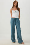 Linen Blend Wide Leg Pant with Tie Hem