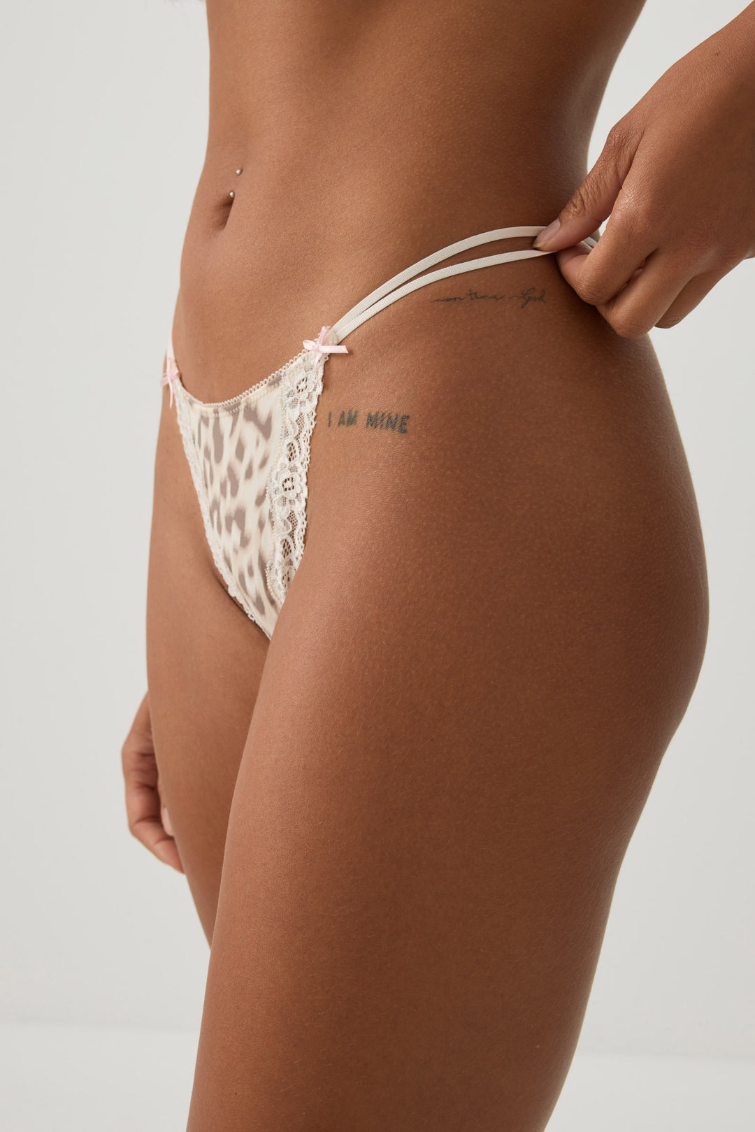 Strappy Thong with Lace Detail