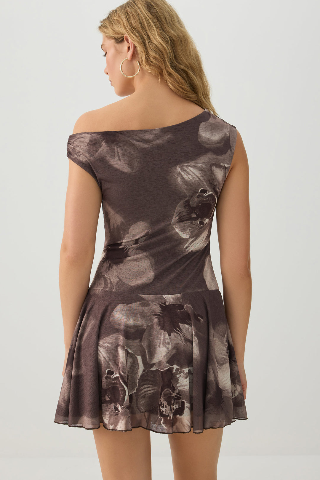 Floral Cowl Neck Mini Dress
