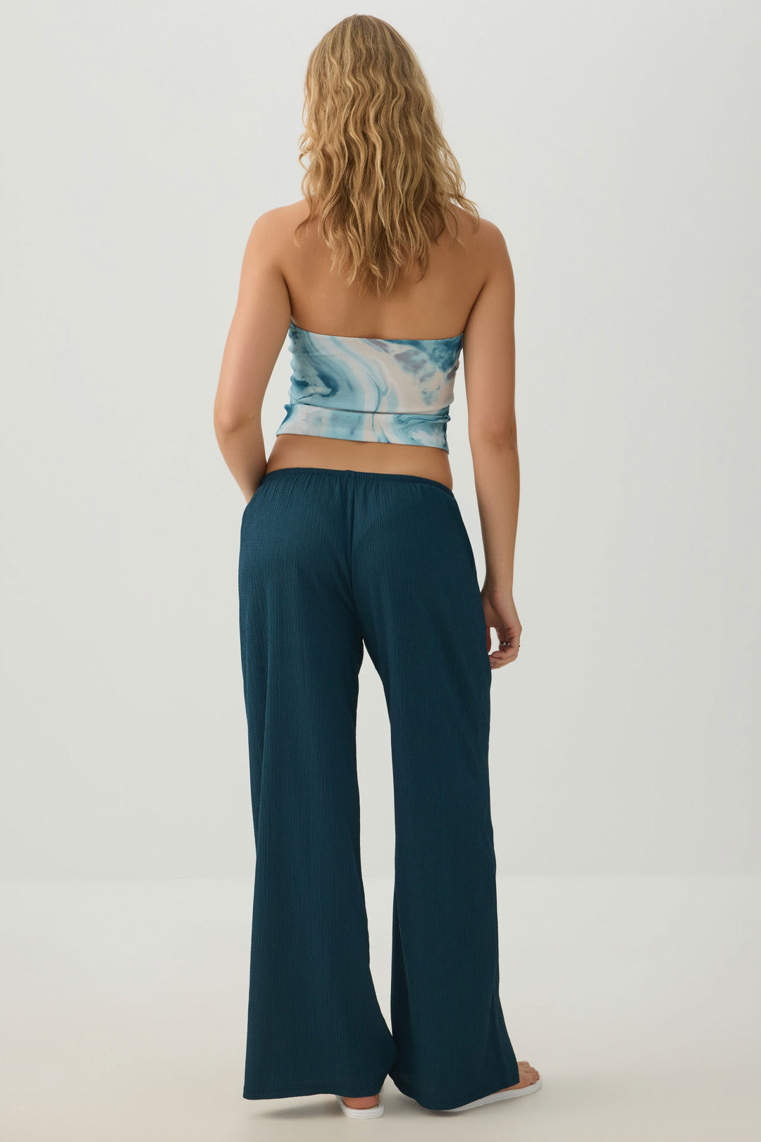 Wide Leg Seersucker Pants