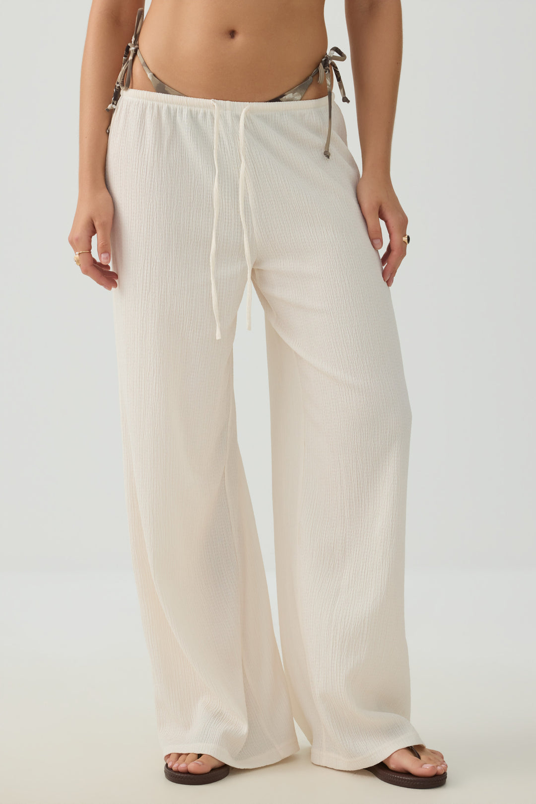 Wide Leg Seersucker Pants