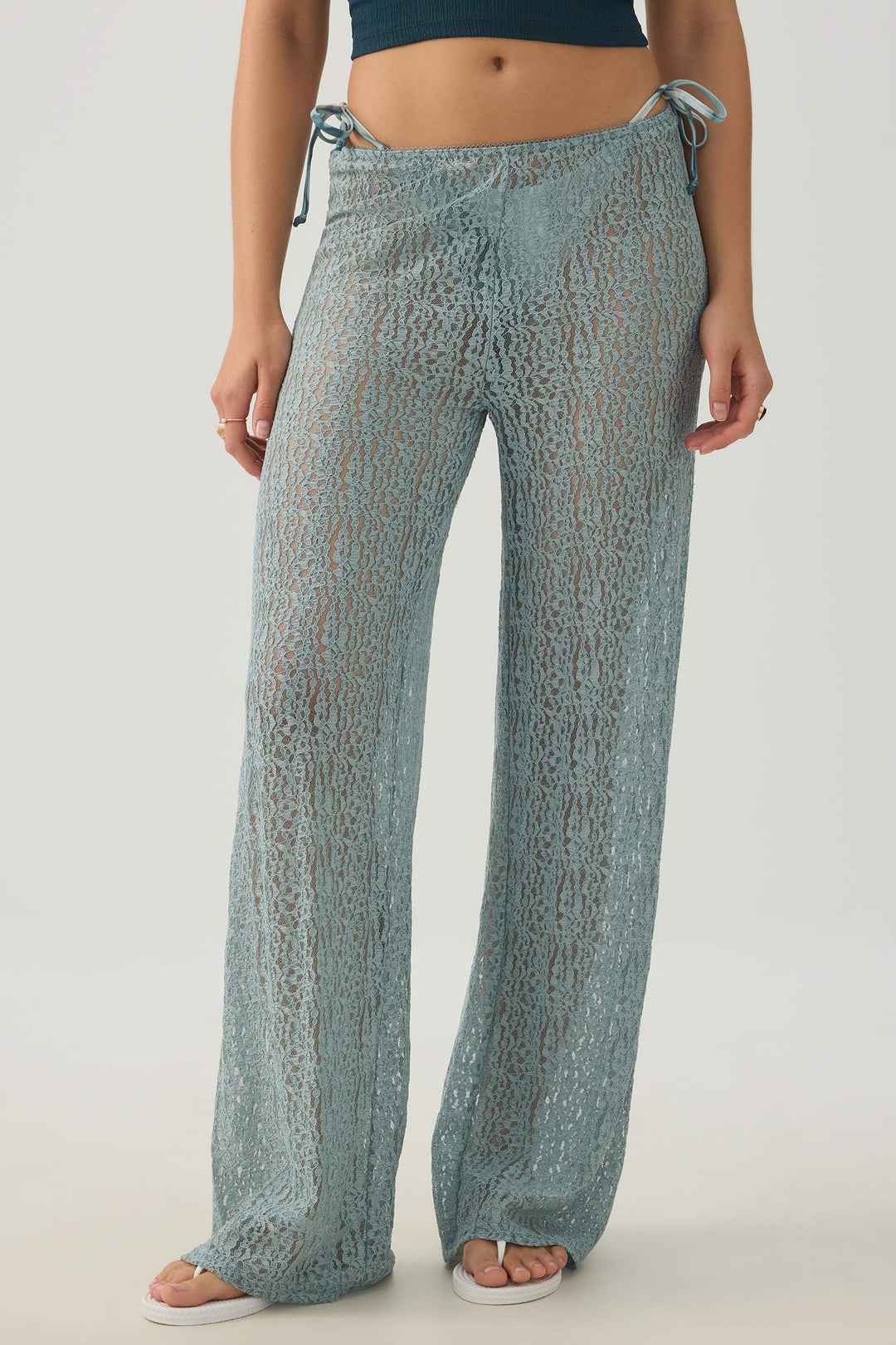 Lace Wide Leg Knit Pants