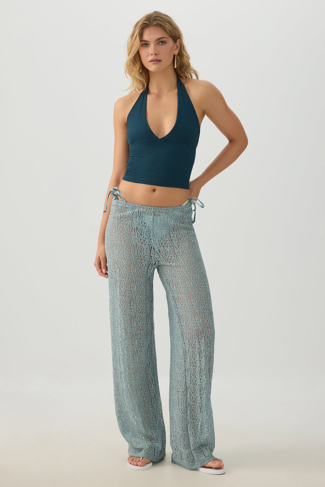 Lace Wide Leg Knit Pants