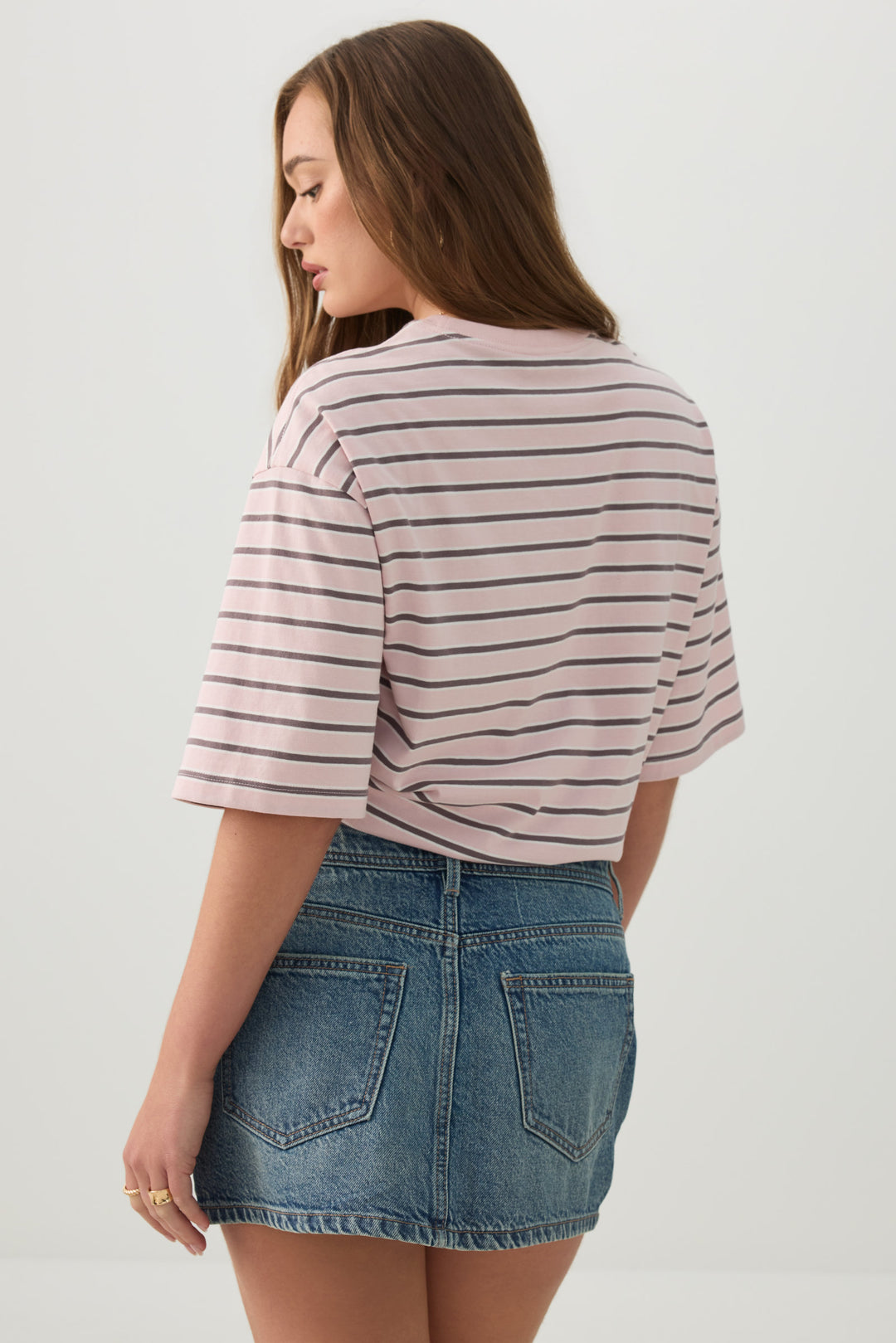 Mid Rise Denim Mini Skort