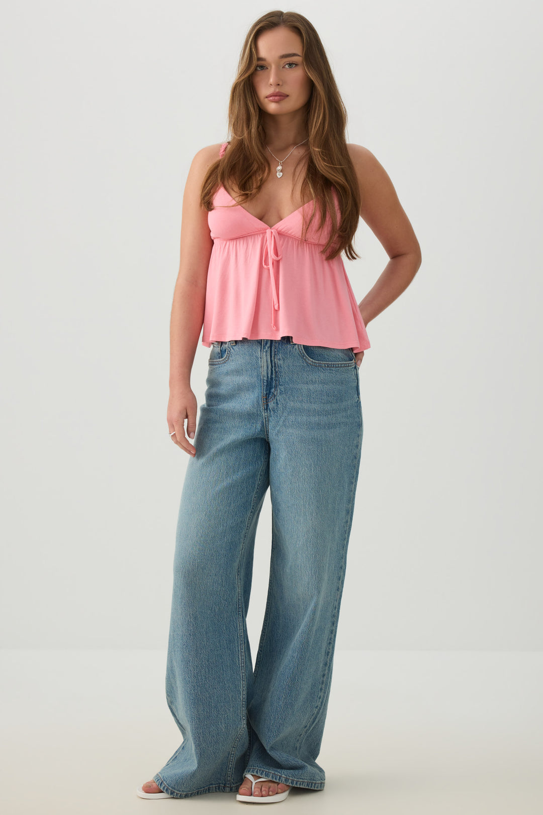 Tie Front Babydoll Tank Top