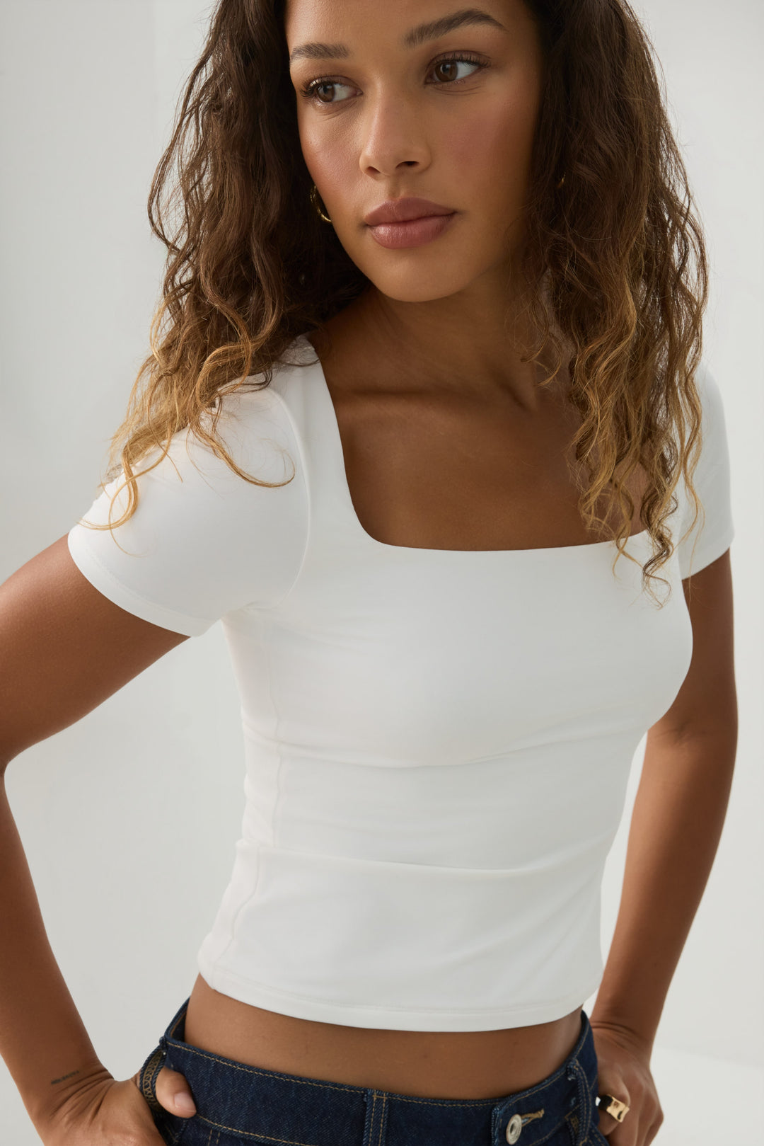 PURAFORM™ Crop Square Neck T-Shirt