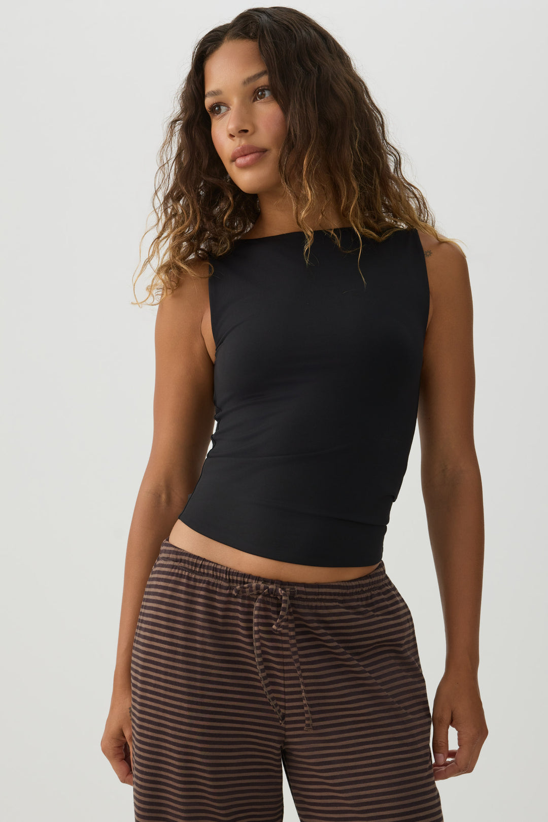 PURAFORM™ Cropped Boat Neck Tank Top