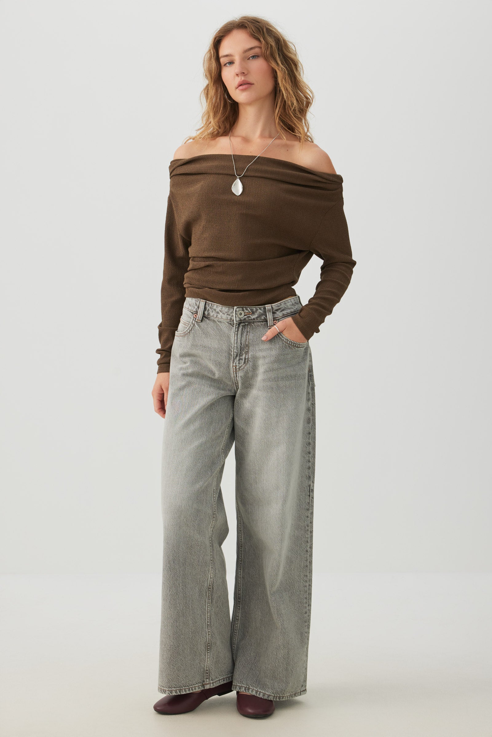 Off Shoulder Textured Knit Top | Ardene