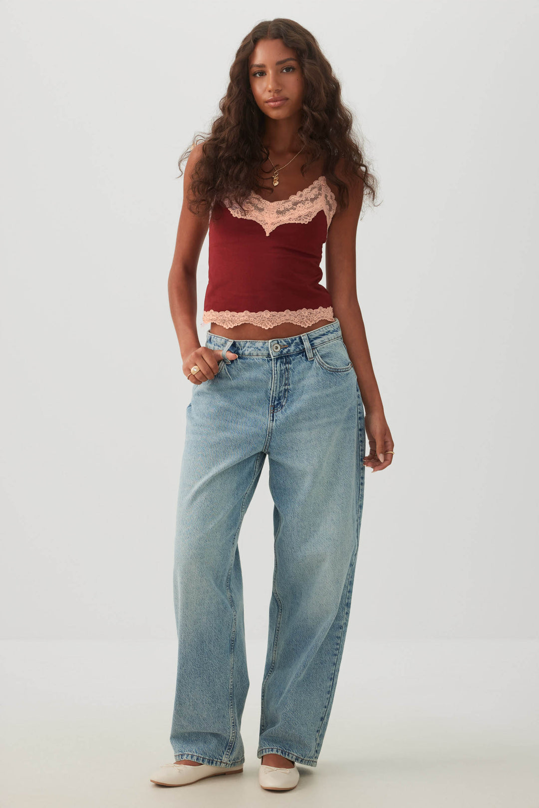 Lace Trim V-Neck Tank