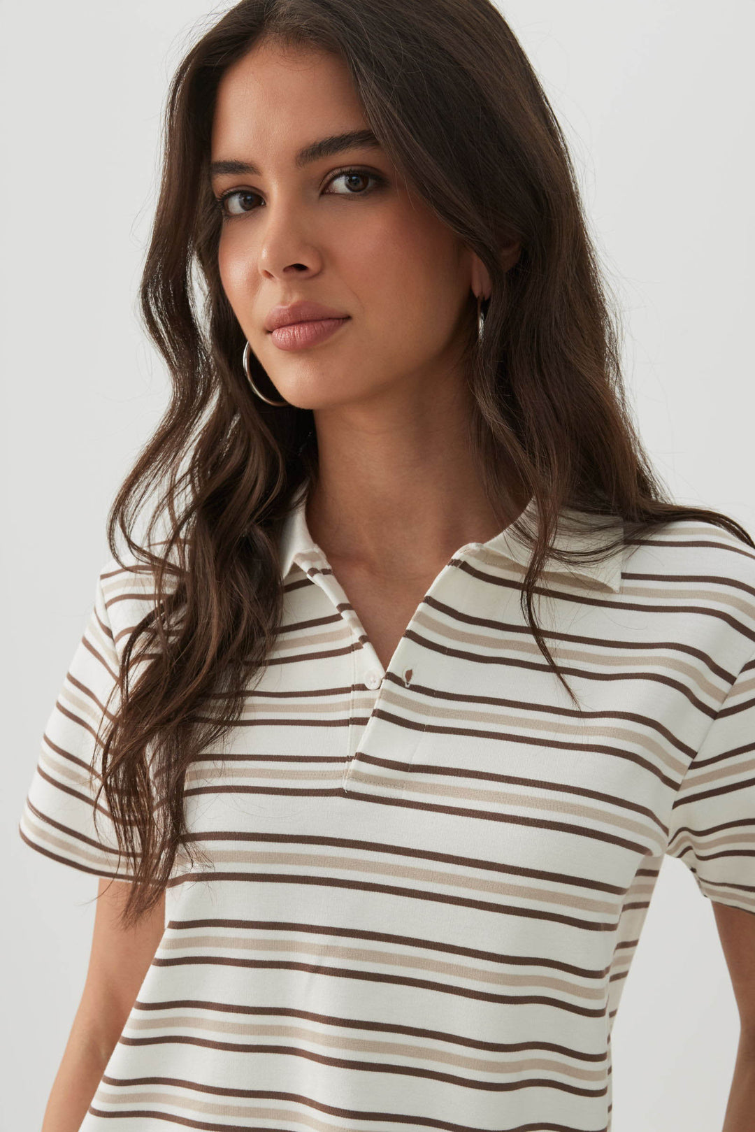 Striped Boxy Polo T-Shirt