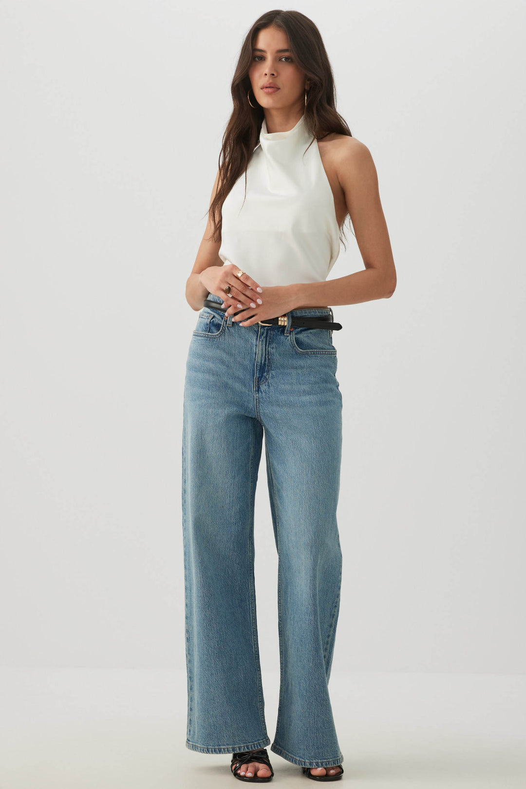 Satin Cowl Neck Halter Top