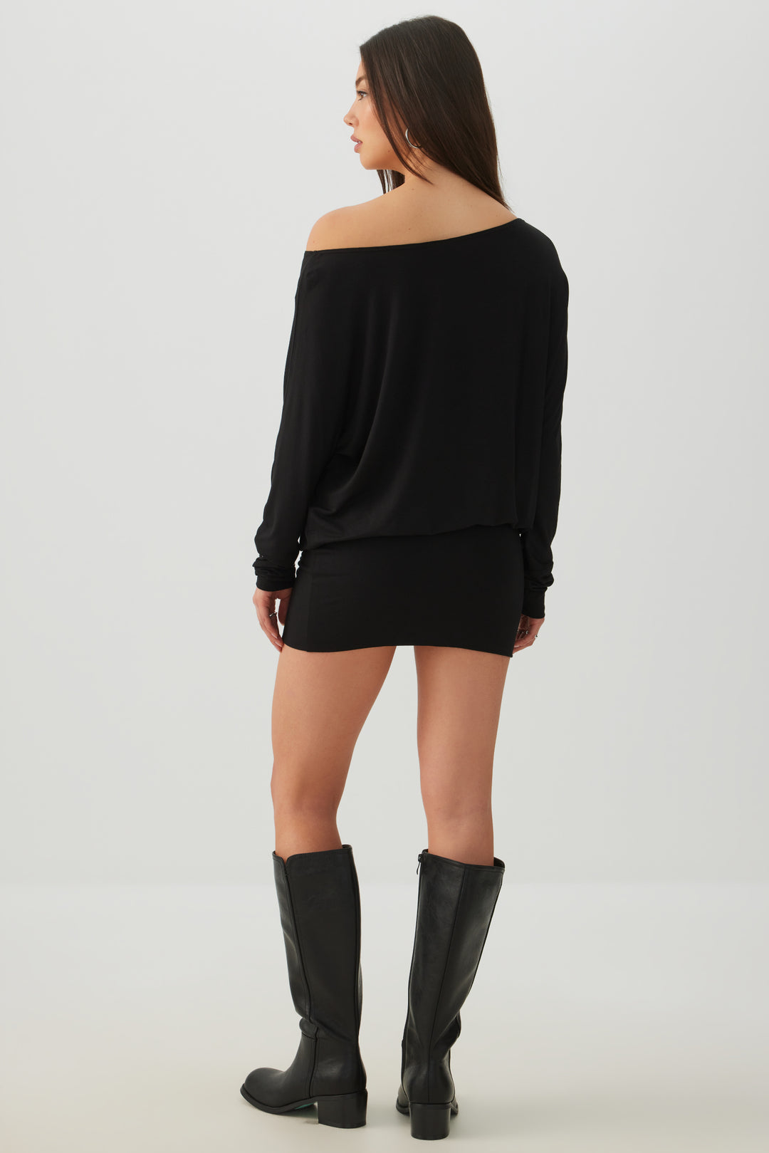 Asymmetrical Neckline Mini Dress
