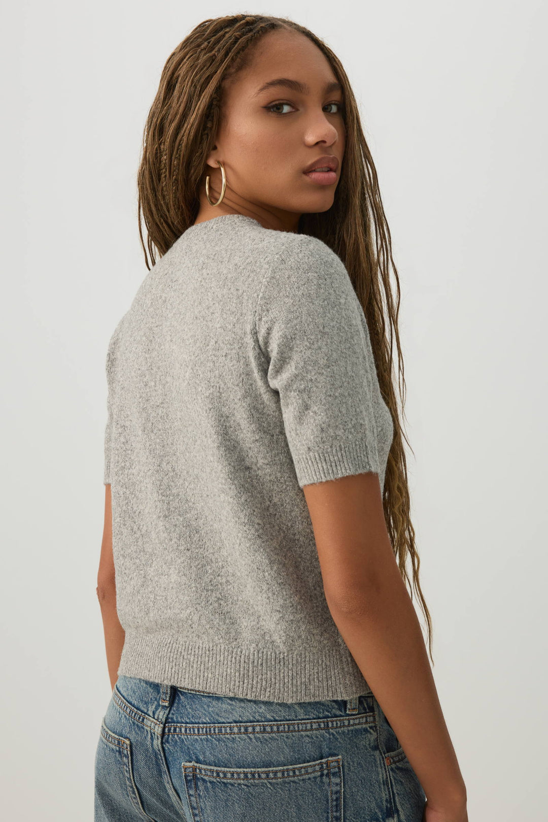 Short Sleeve Crew Neck Sweater