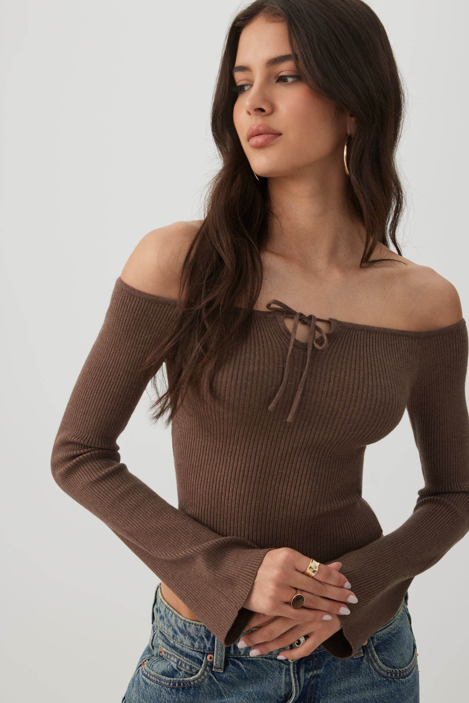 Off Shoulder Rib Knit Sweater | Ardene
