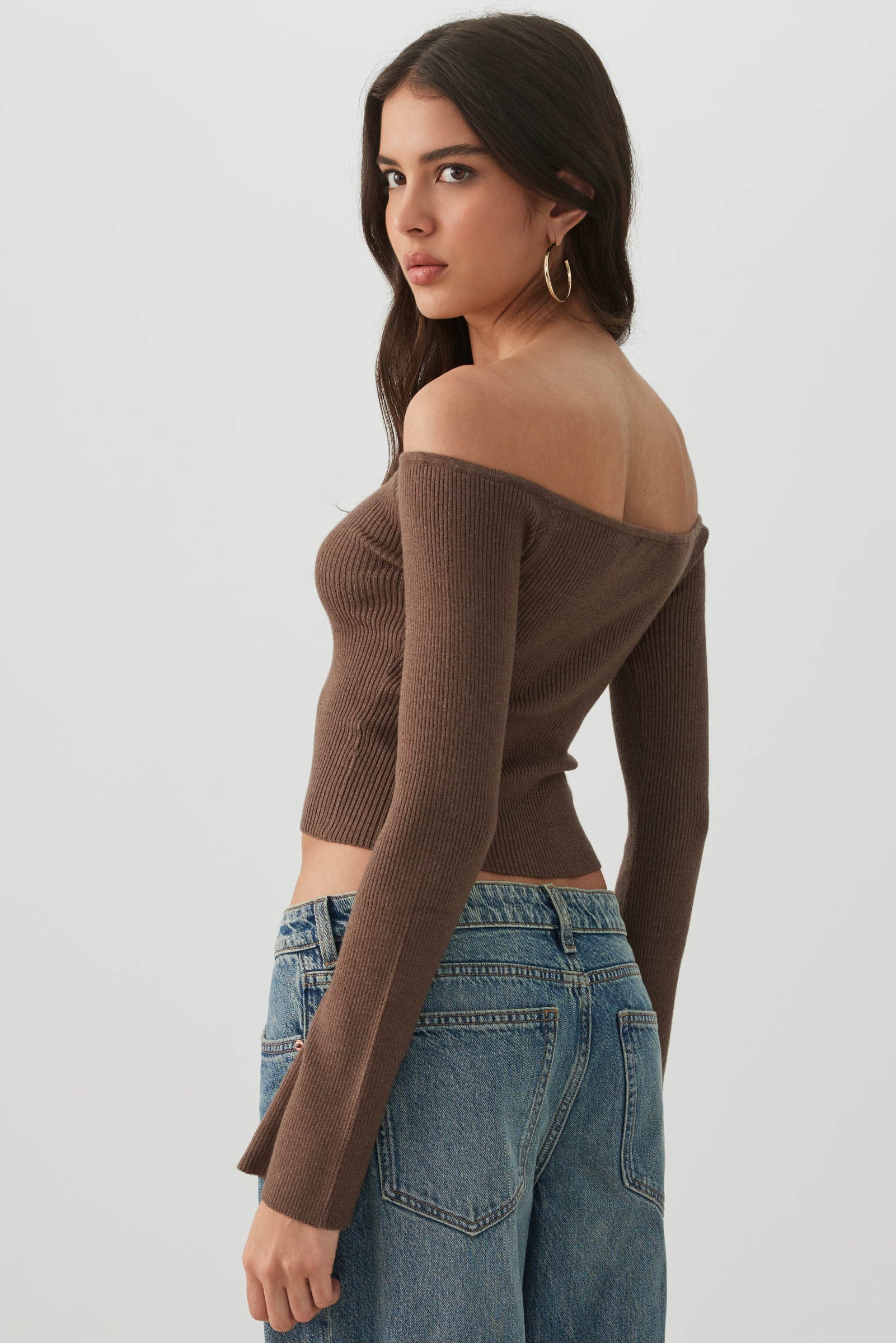 Off Shoulder Rib Knit Sweater | Ardene