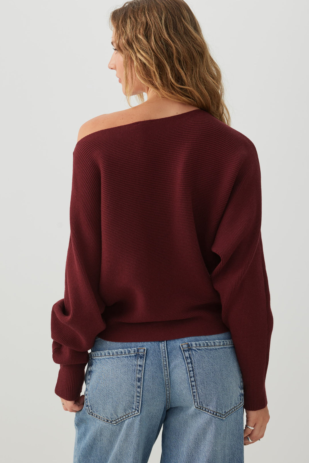 Ribbed Dolman Sleeve Sweater