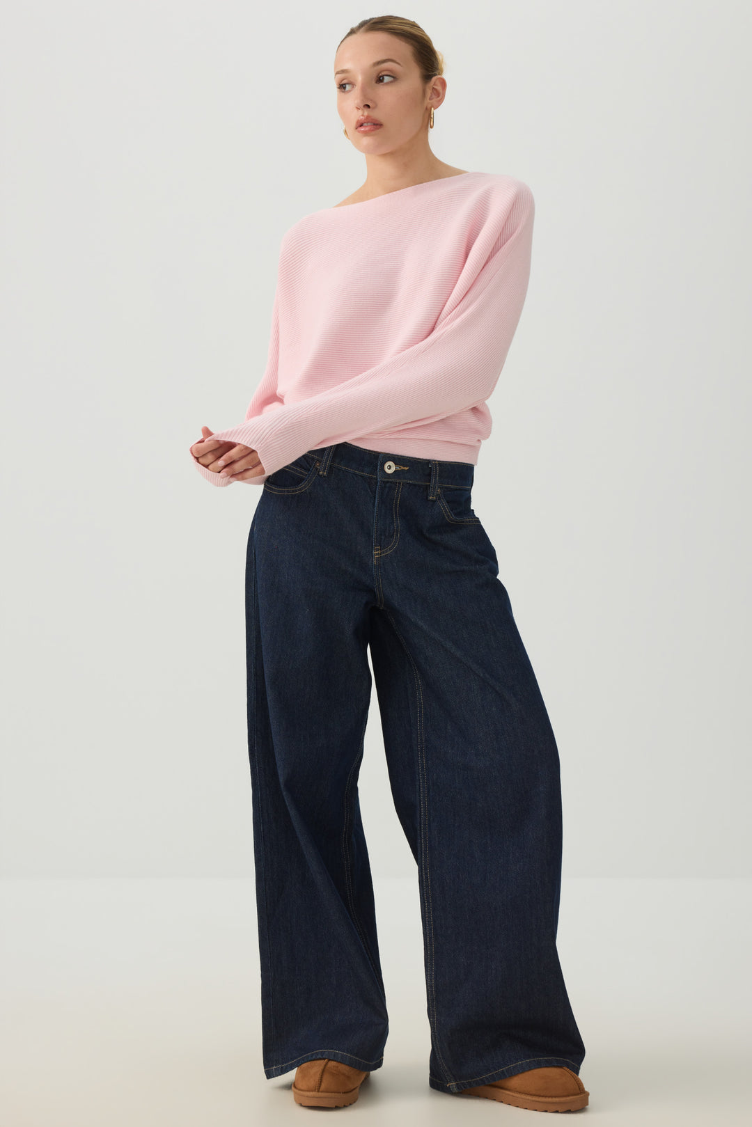 Ribbed Dolman Sleeve Sweater