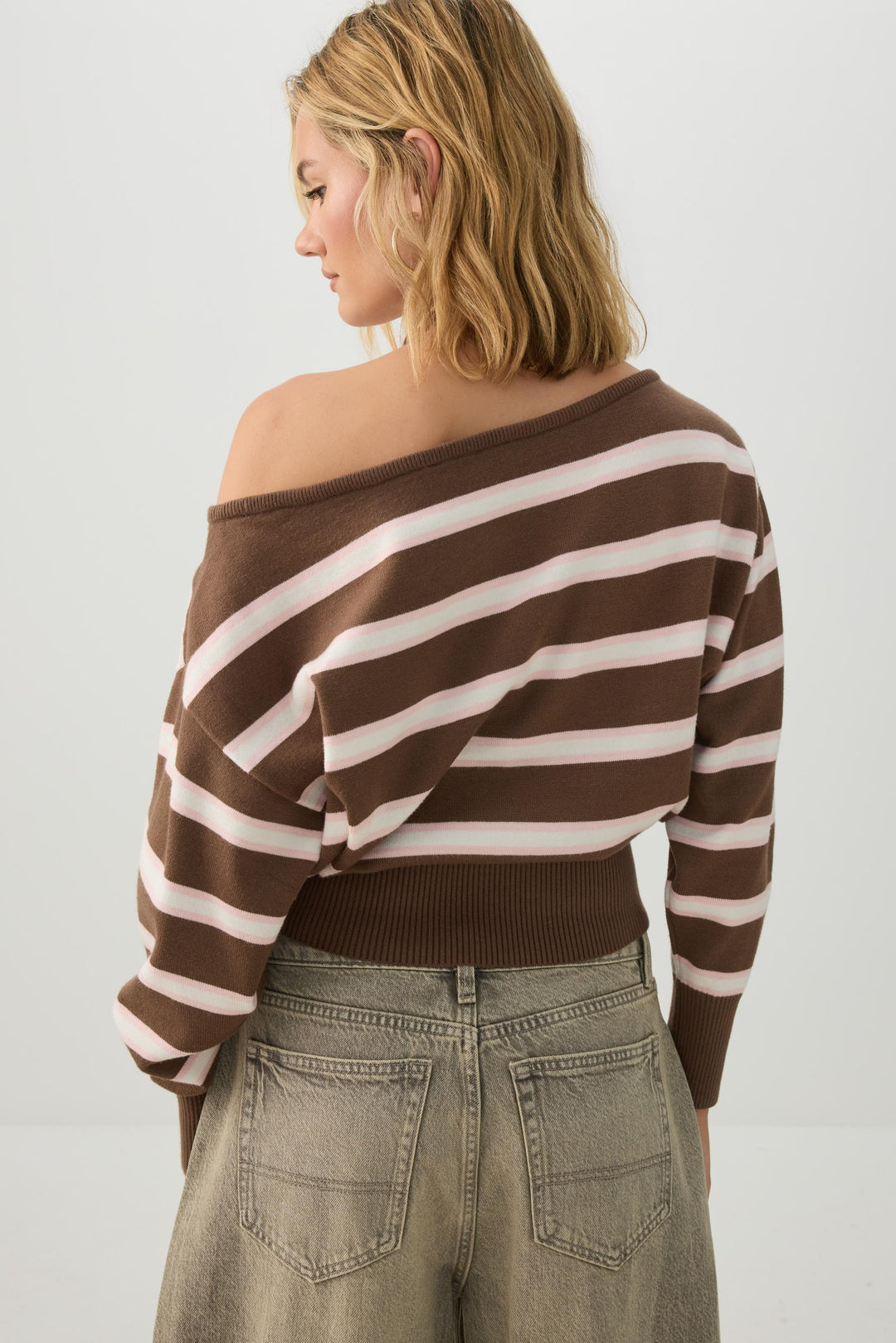 Striped Off Shoulder Sweater