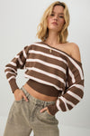 Striped Off Shoulder Sweater