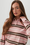 Striped Long Sleeve Polo Sweater