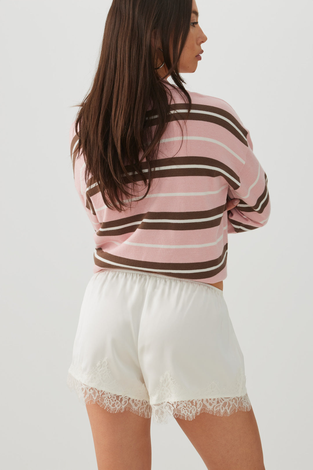 Satin Lace Trim Shorts