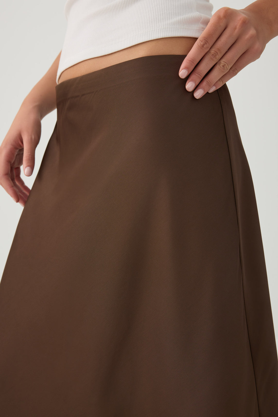 Satin Lace Trim Maxi Skirt