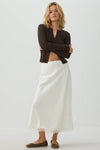 Jupe maxi en satin et dentelle