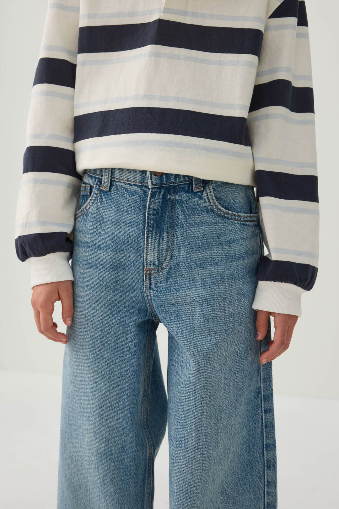 Cuffed Wide Leg Denim Jeans