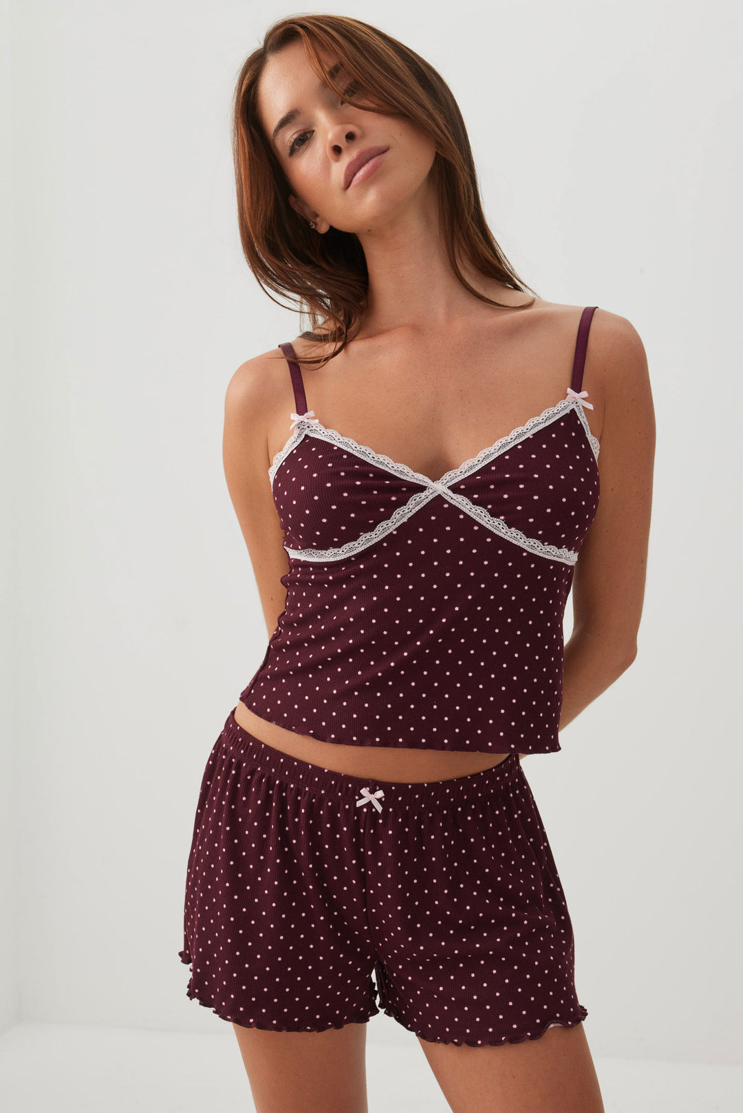 Ensemble pyjamas côtelé avec camisole et short