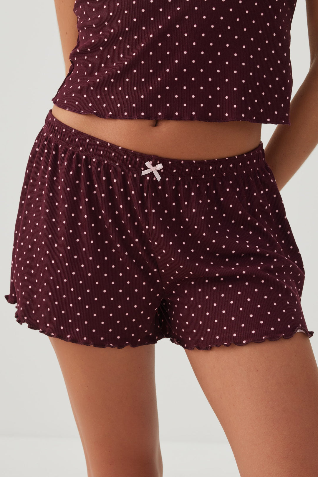 Ensemble pyjamas côtelé avec camisole et short