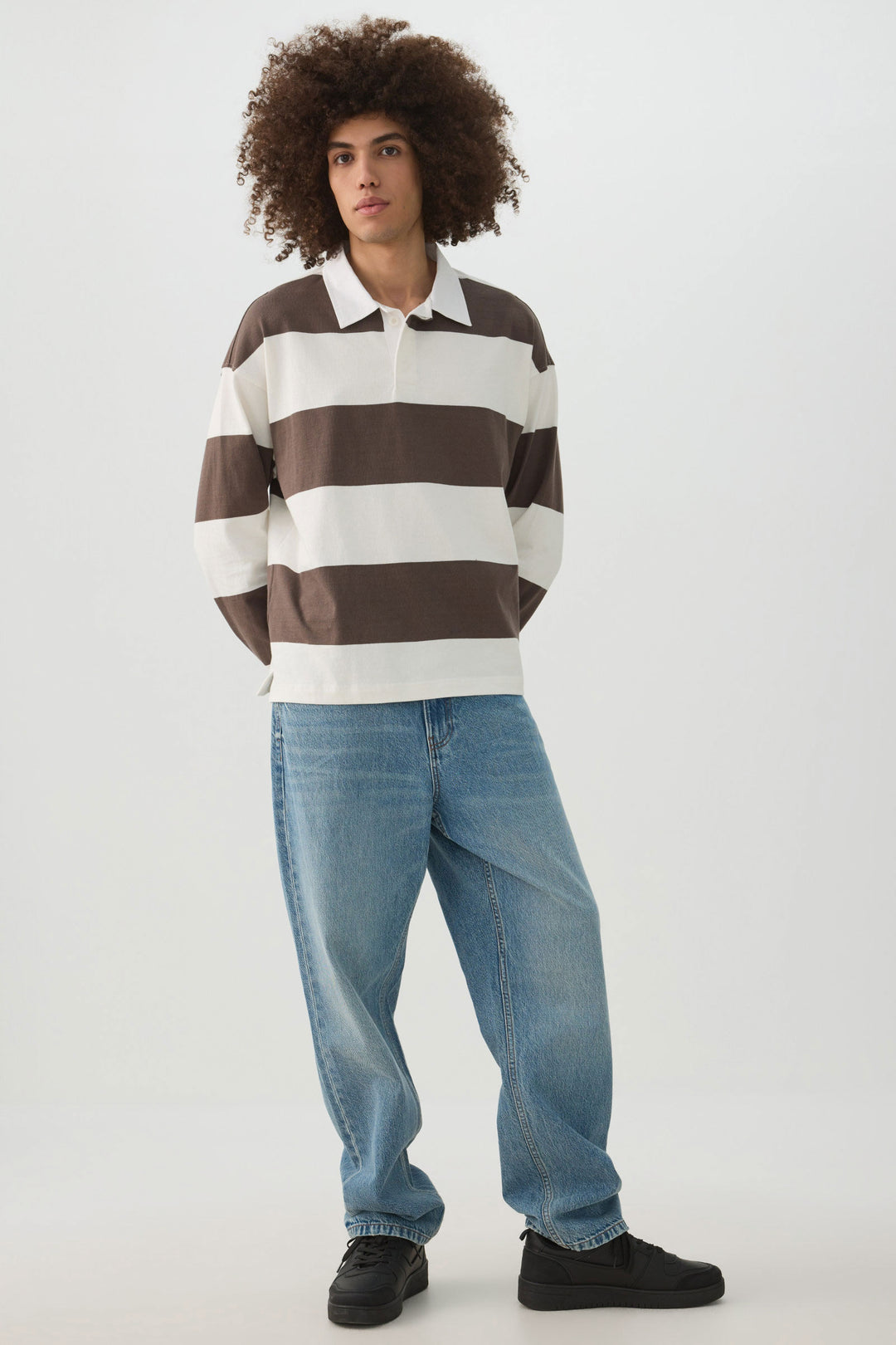 Striped Long Sleeve Polo
