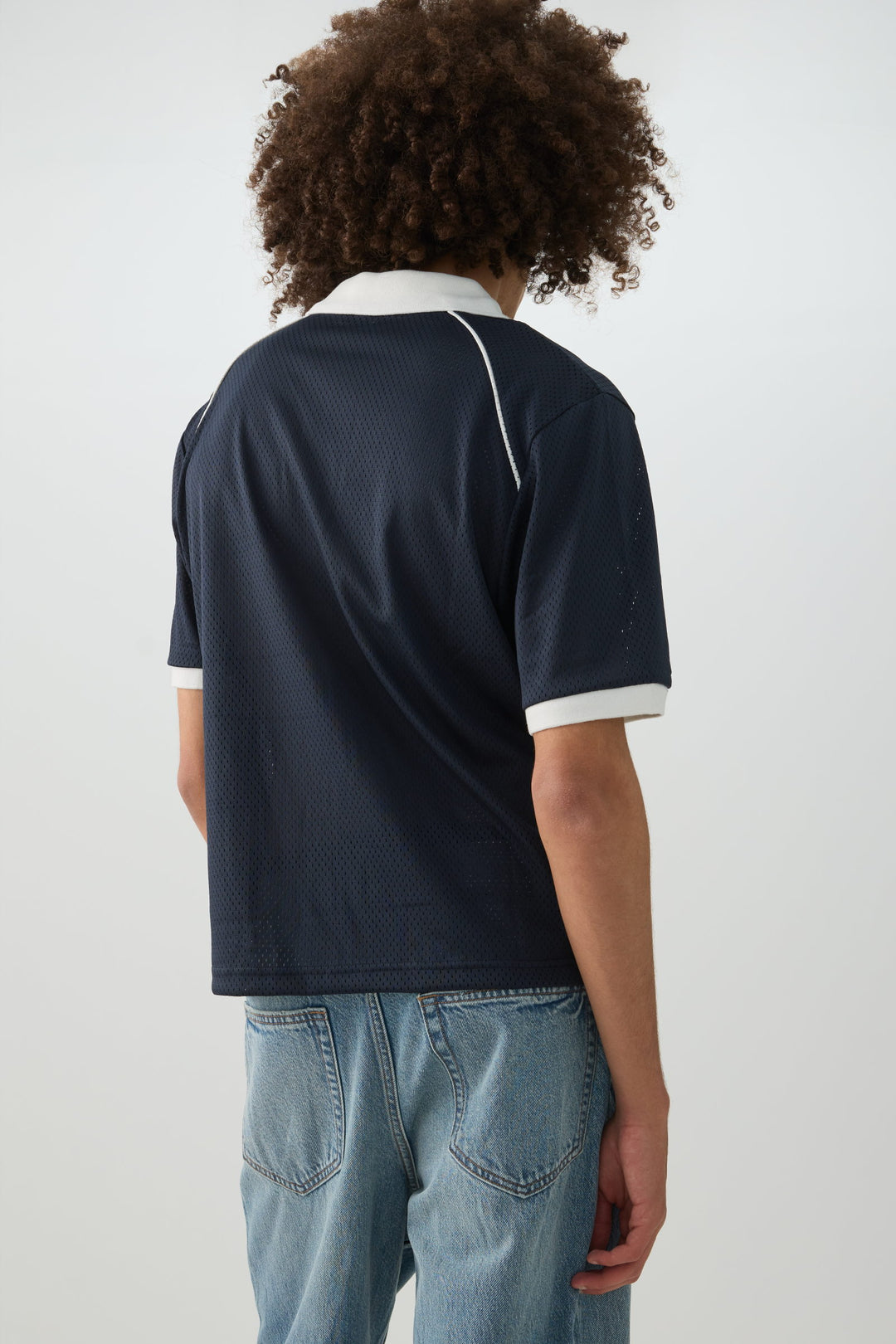 Mesh Johnny Collar Top