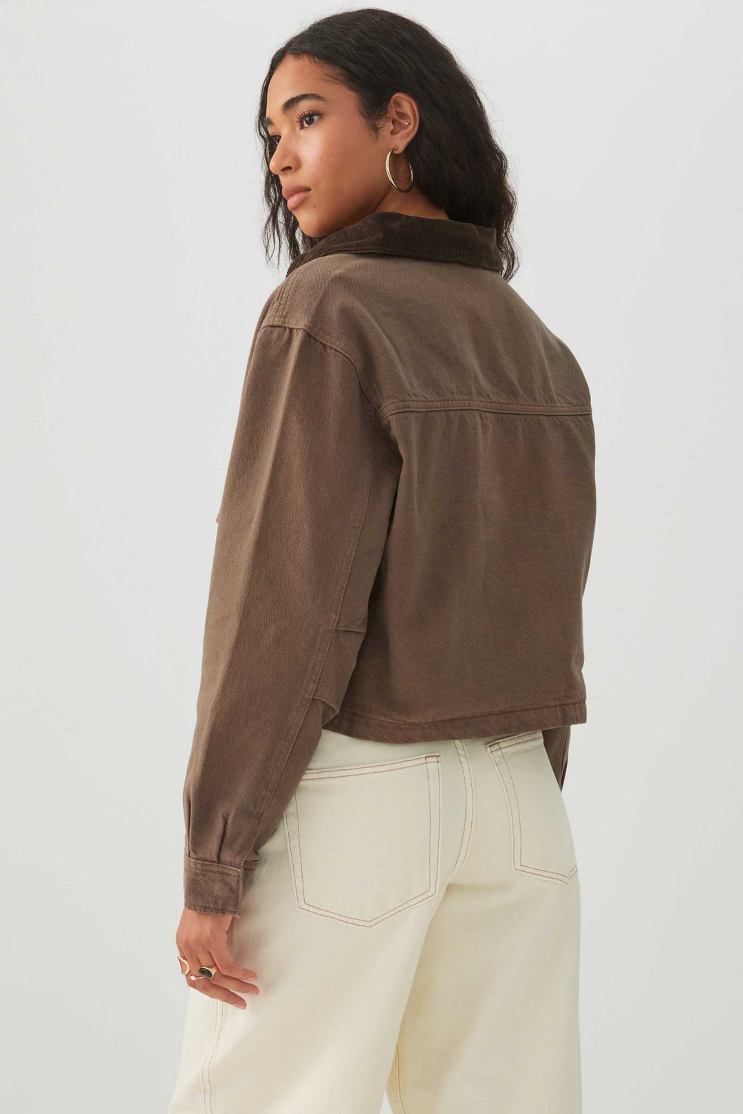 Denim Barn Jacket with Corduroy Collar