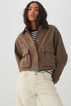 Denim Barn Jacket with Corduroy Collar