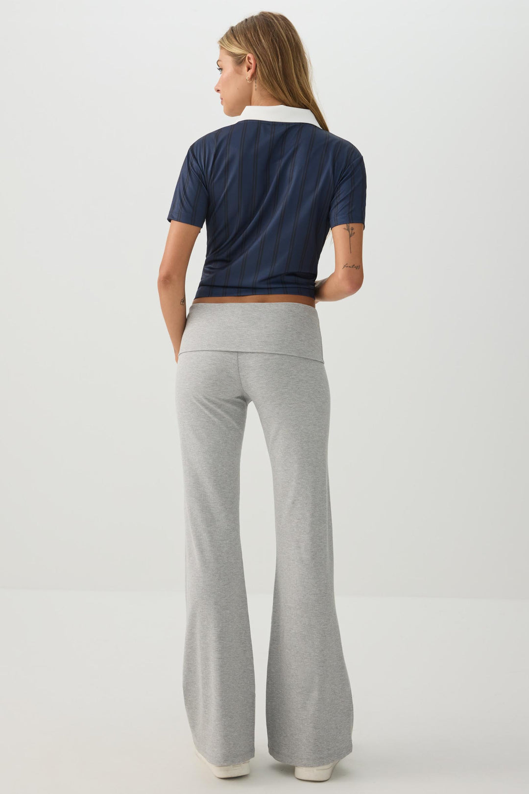 Rib Fold Over Waist Flare Leggings