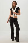 Legging côtelé évasé à taille repliable