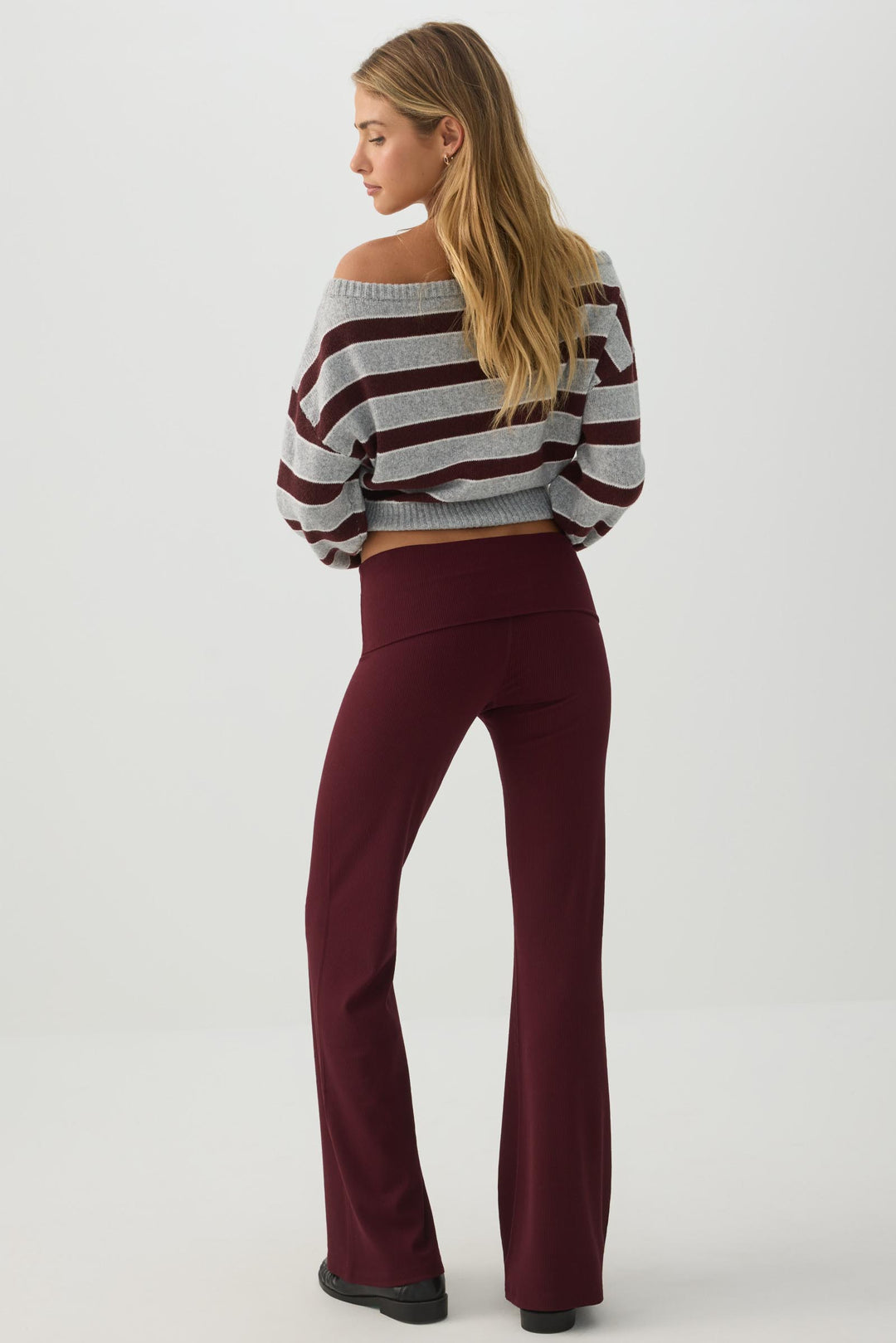 Legging côtelé évasé à taille repliable