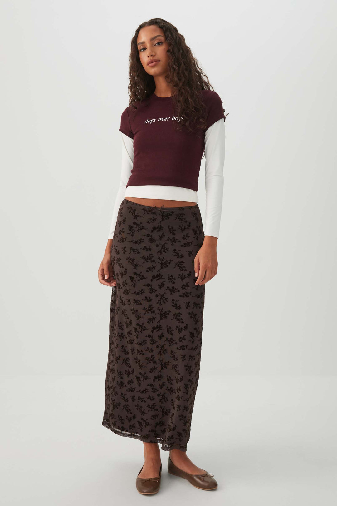 Floral pattern Mesh Maxi Skirt