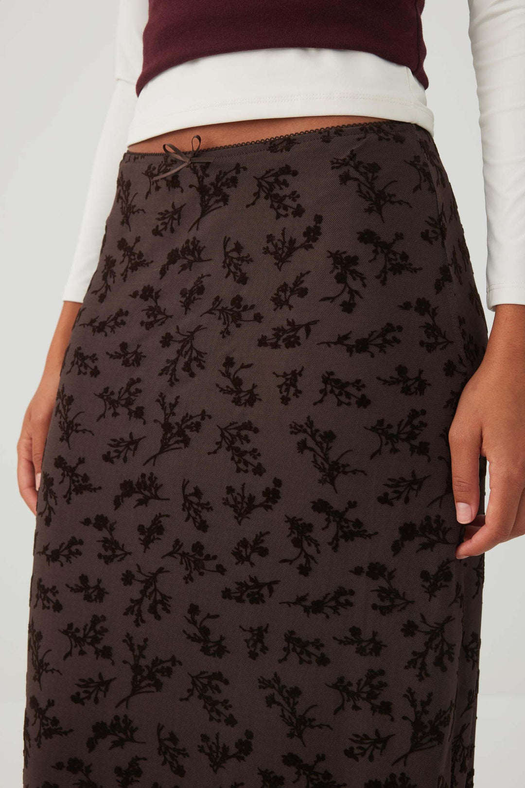 Floral pattern Mesh Maxi Skirt