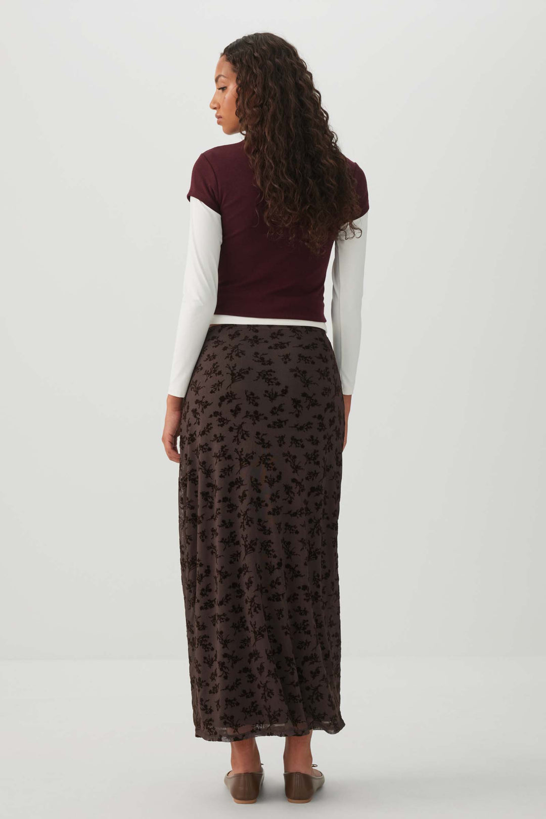 Floral pattern Mesh Maxi Skirt