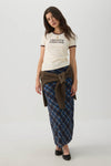 Plaid pattern Mesh Maxi Skirt