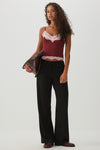Mid Rise Wide Leg Trouser