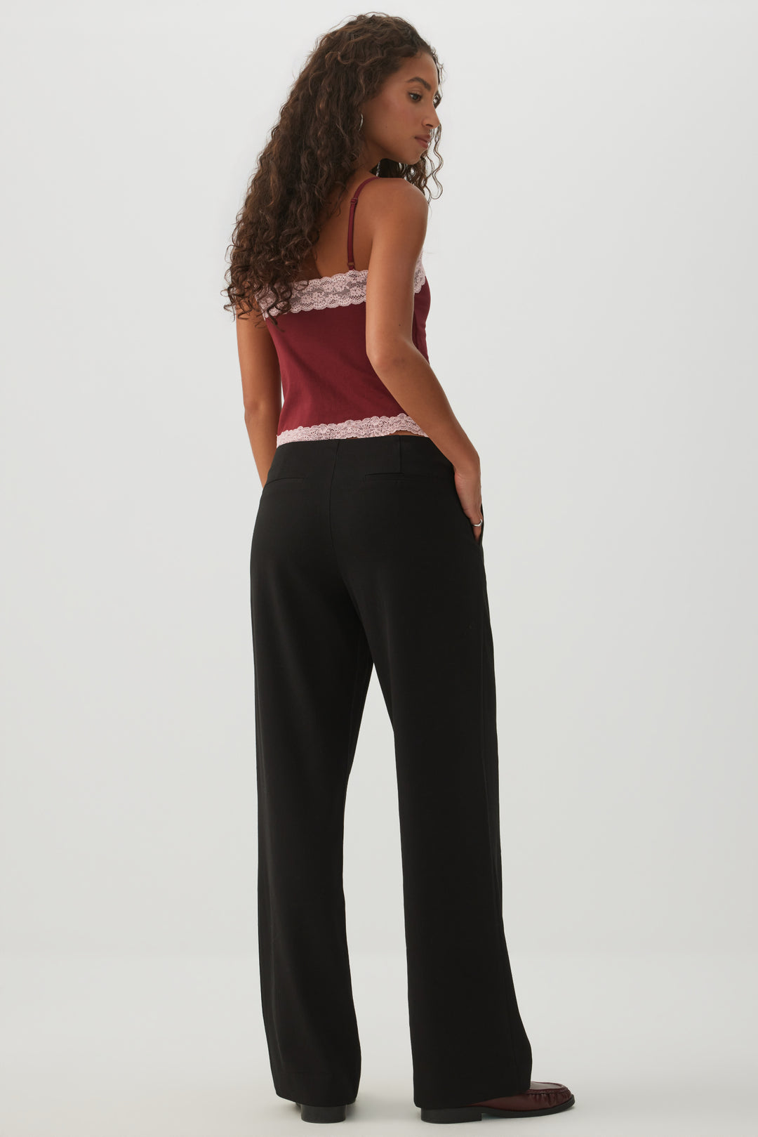 Mid Rise Wide Leg Trouser