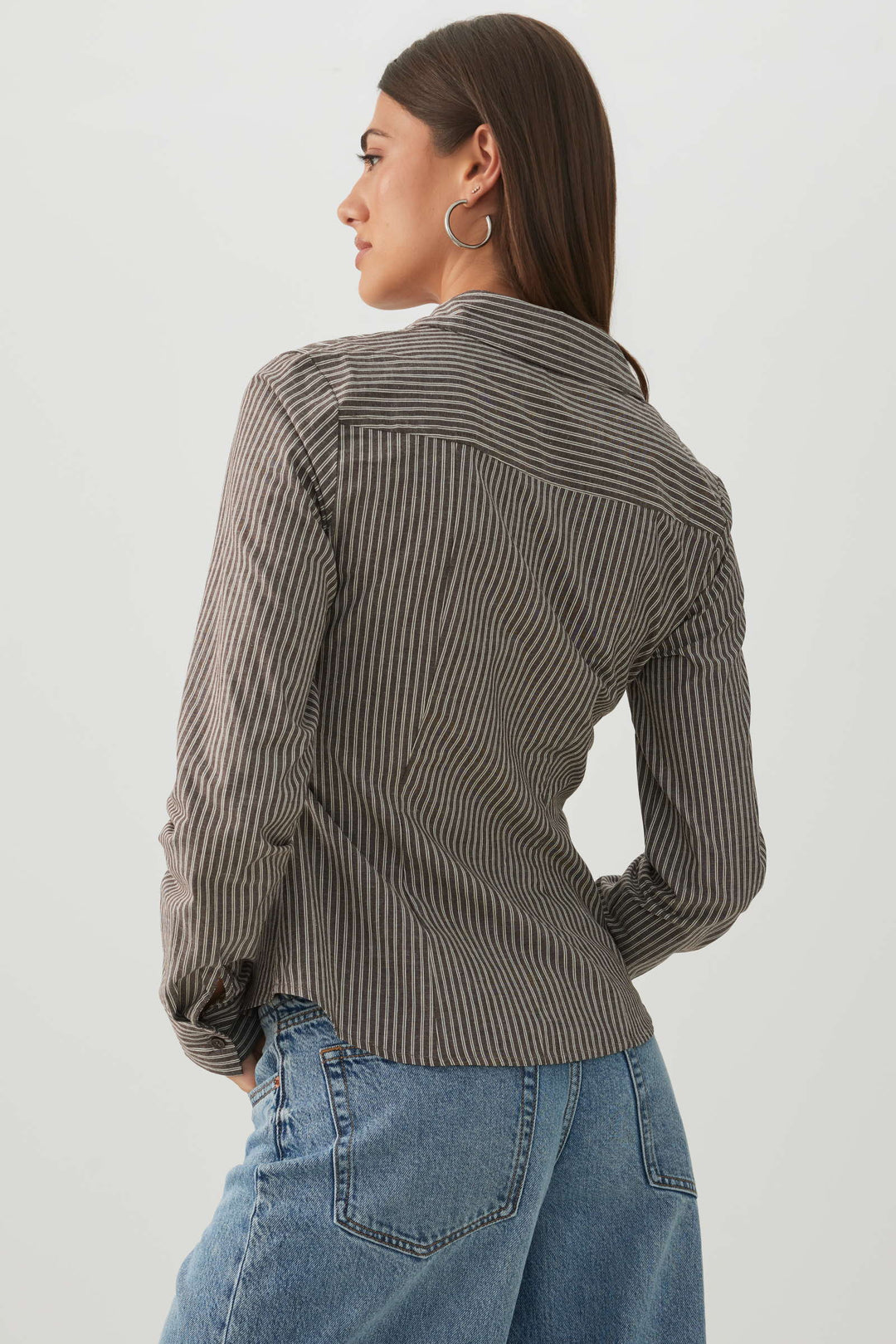 Fitted Striped Button Up Shirt